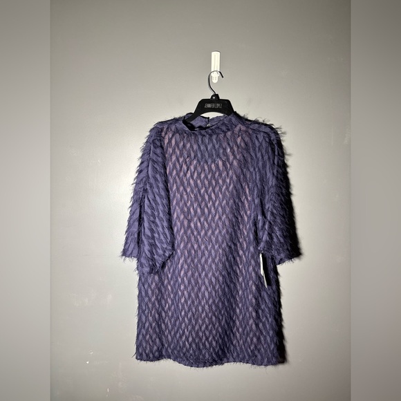 By Anthropologie Short-Sleeve Fringe Mini Dress Women’s Size Large - Picture 2 of 5